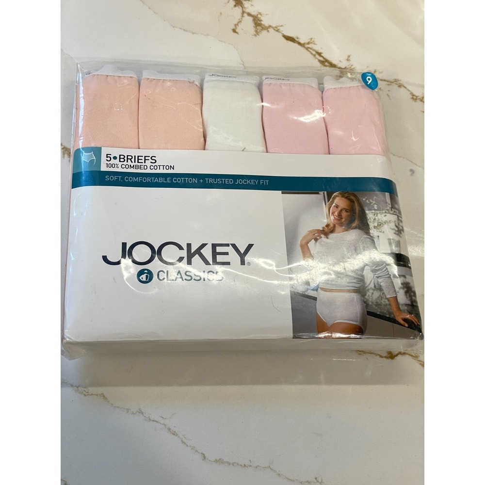 Vintage Jockey Classics Women Size 9/XXL Briefs Pack of 5‎ Pink Peach Cotton New
